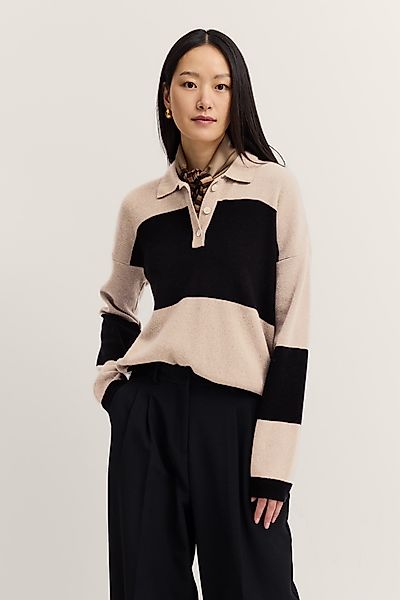 bugatti Polokragenpullover gestreift aus einem Kaschmir-Mix günstig online kaufen