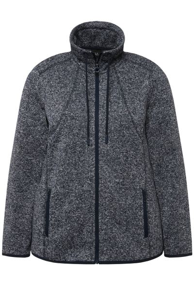 Ulla Popken Sweatjacke Strickfleece-Jacke Rauten Stehkragen günstig online kaufen