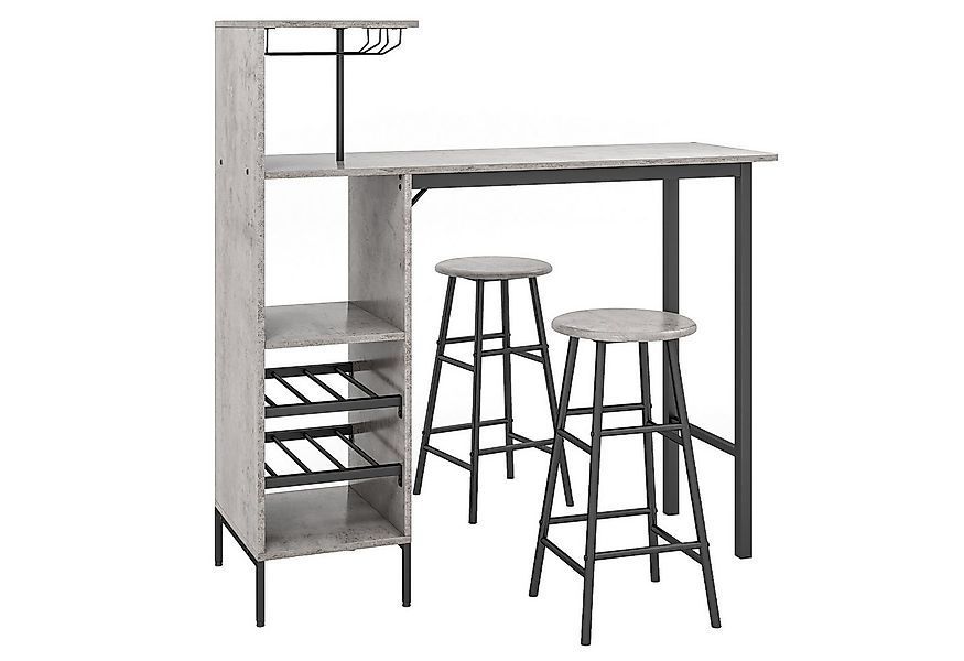 COSTWAY Bartisch (3 TLG. mit Hockern), mit Weinregal & Halterungen günstig online kaufen
