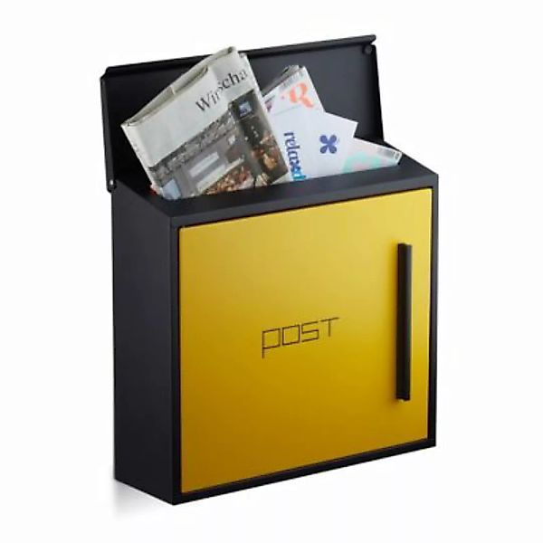 relaxdays Briefkasten modern schwarz/gelb günstig online kaufen