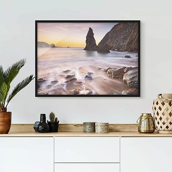 Bild mit Rahmen Natur & Landschaft - Querformat Spanischer Strand bei Sonne günstig online kaufen
