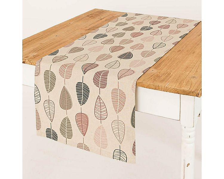 SCHÖNER LEBEN. Tischläufer Tischläufer Scandi Retro Leaves Blätter 40x160cm günstig online kaufen