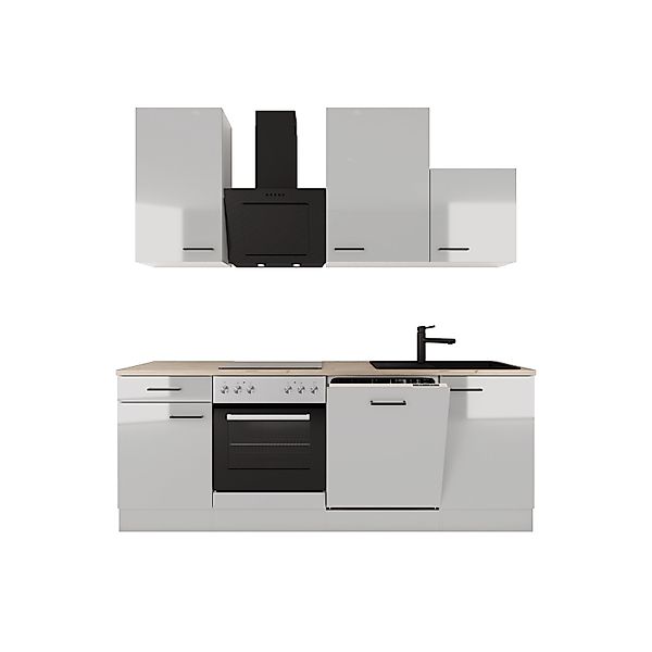 Flex-Well Exclusiv Küche 1701-017sWs Lund 220 cm Lichtgrau glänzend-Rauchgr günstig online kaufen