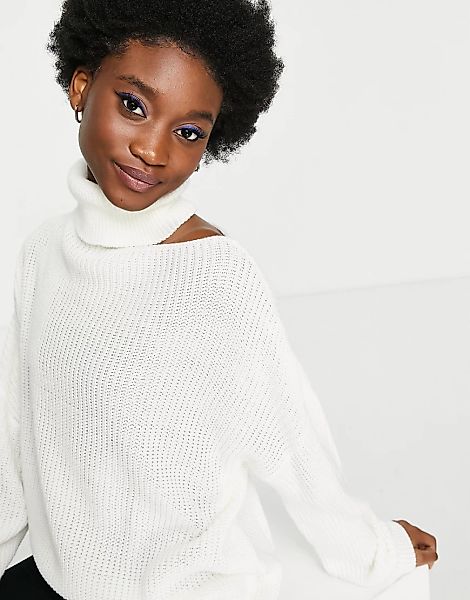 In The Style x Billie Faiers – Pullover in Weiß mit Zierausschnitt an der S günstig online kaufen