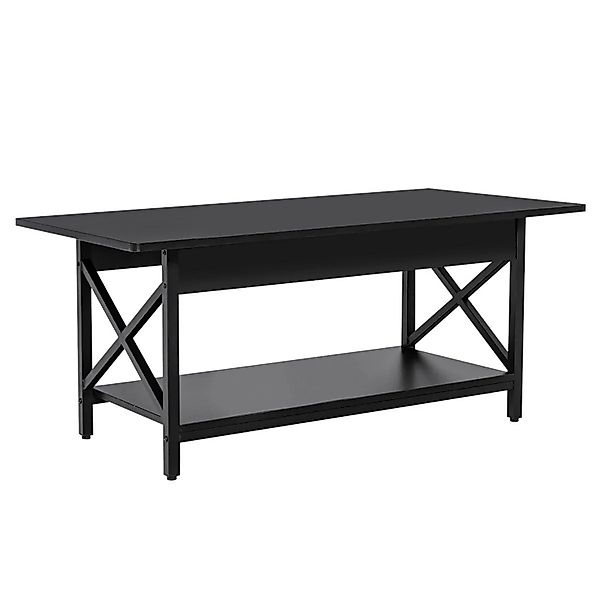 Costway Couchtisch Kaffeetisch mit Ablage Sofatisch Schwarz günstig online kaufen