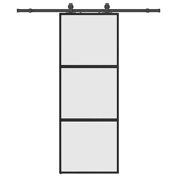 vidaXL Schiebetür mit Beschlag Schwarz 76x205 cm Hartglas 3375814 günstig online kaufen