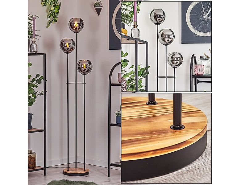 hofstein Stehlampe Stehlampe aus Metall/Holz/Glas in Schwarz/Hellbraun/Chro günstig online kaufen