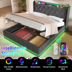 STILVORA Polsterbett Hydraulisches Funktionsbett 140×200 Bettgestell günstig online kaufen