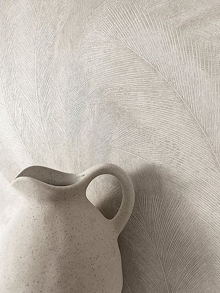 Newroom Vliestapete Savina Hellgrau Tapete Dschungeltapete Palmen, Blätter, günstig online kaufen