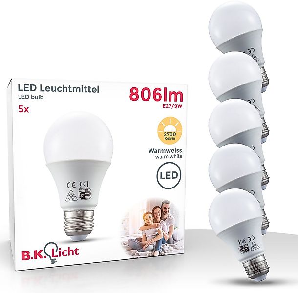 B.K.Licht LED-Leuchtmittel, E27, 5 St., Warmweiß, LED Lampe Glüh-Birne SET günstig online kaufen