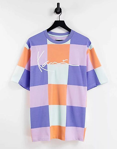Karl Kani – T-Shirt mit bunten Blockfarben und Markenschriftzug-Grün günstig online kaufen
