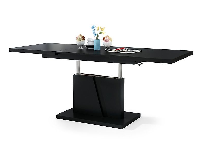 Mazzoni Couchtisch Grand Noir Schwarz matt stufenlos höhenverstellbar auszi günstig online kaufen