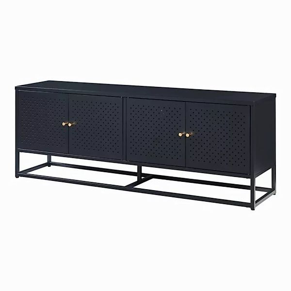 en.casa TV-Schrank »Janakkala« mit 4 Türen Stahl 153 x 35 x 55 cm Schwarz günstig online kaufen