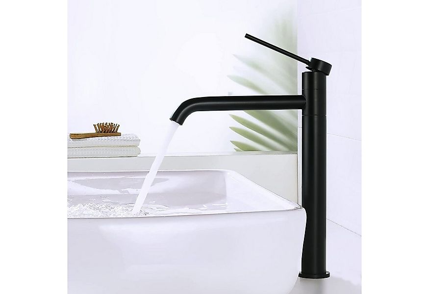 HOMELODY Badarmatur Schwarz Wasserhahn Bad aus Edelstahl Badarmatur Waschbe günstig online kaufen