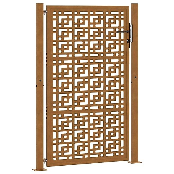 vidaXL Gartentor 105 x 155 cm Verwitterungsstahl Kreuzdesign 4101006 günstig online kaufen