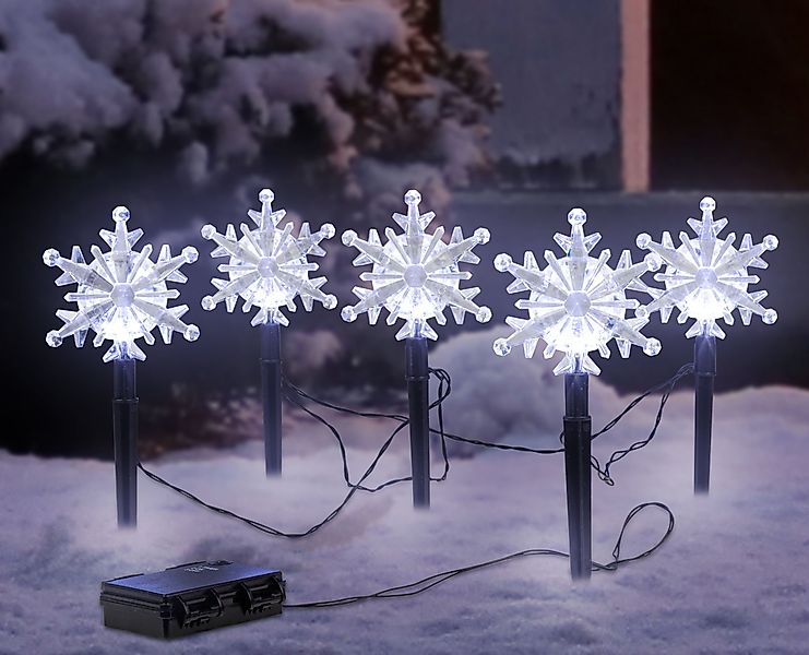 Spetebo Gartenstecker LED Gartenstecker Schneeflocken 5er günstig online kaufen