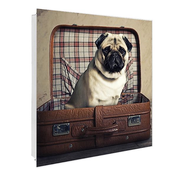 banjado Schlüsselkasten Glas Mops im Koffer günstig online kaufen