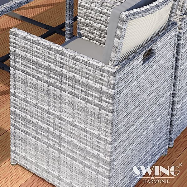 Swing&Harmonie Garten-Essgruppe Poly Rattan Sitzgruppe Esstisch günstig online kaufen