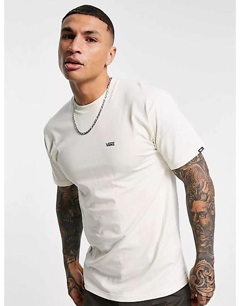 Vans – T-Shirt in Creme mit kleinem Logo-Weiß günstig online kaufen