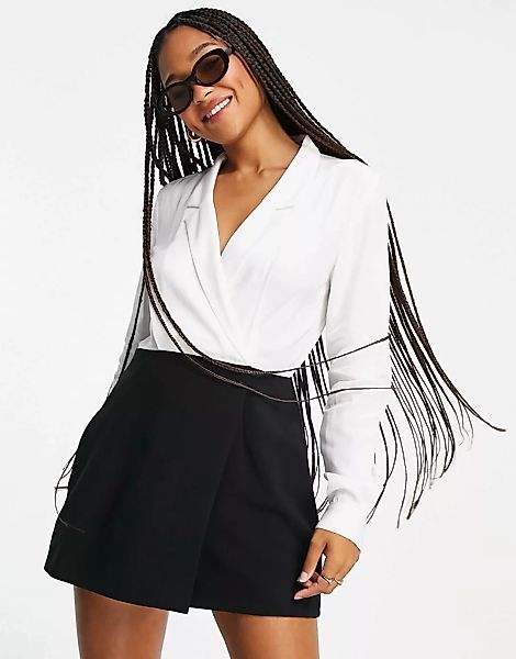 French Connection – Minikleid im Kontrastdesign in Schwarz und Weiß-Mehrfar günstig online kaufen