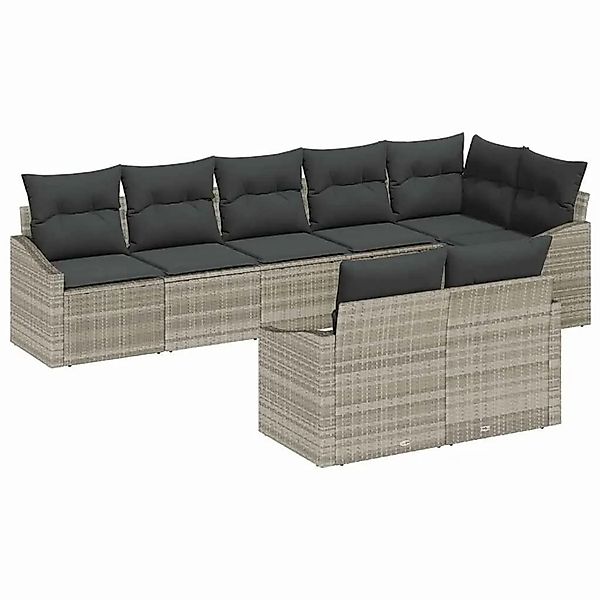 vidaXL Gartensofa-set mit Kissen 8-Tlg Hellgrau Poly-Rattan 3355441 günstig online kaufen