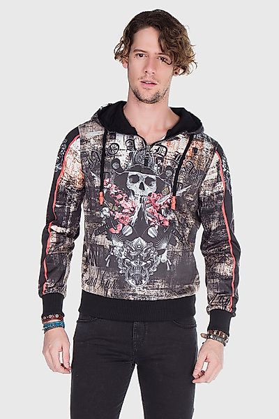 Cipo & Baxx Kapuzenpullover "Sweatshirt", 1 Stk. mit coolem Allover-Print günstig online kaufen