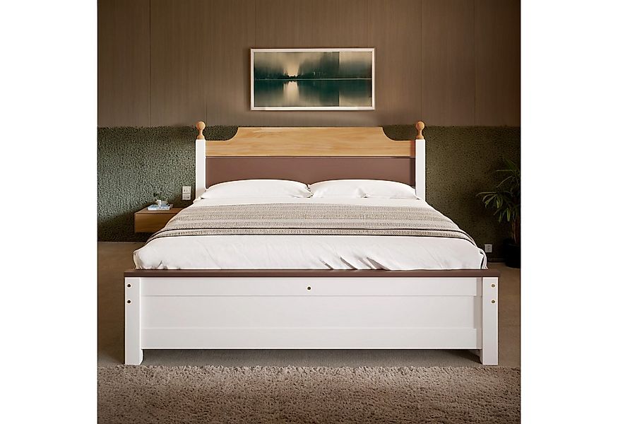 OKWISH Holzbett Einzelbett, Kiefernholzrahmen mit Mittelfuß, Erwachsenenbet günstig online kaufen