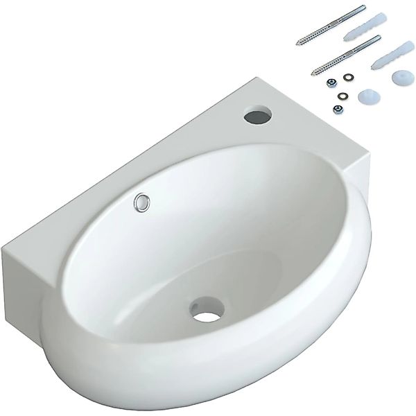 Aquabatos Waschtisch Handwaschbecken mit Wasserhahnloch und Überlauf Waschb günstig online kaufen