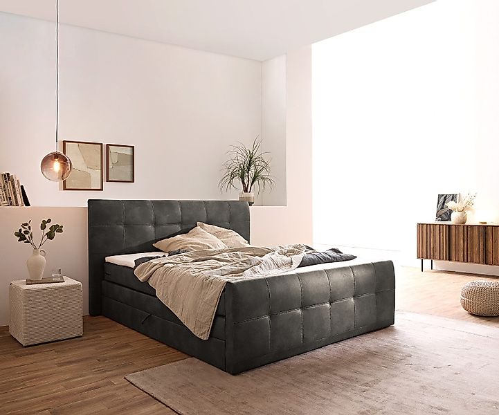 DELIFE Boxspringbett Amarillo, Anthrazit 180x200 Matratze günstig online kaufen