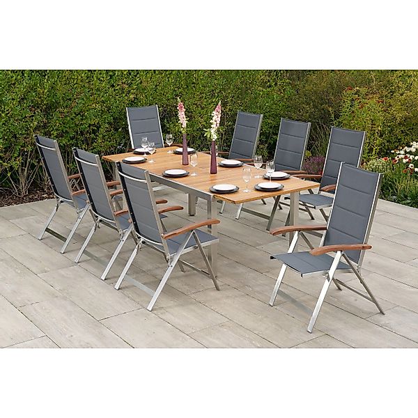 Merxx Ferrara Set 9-tlg. Gartentisch Ausziehbar 180/240 x 100 cm günstig online kaufen
