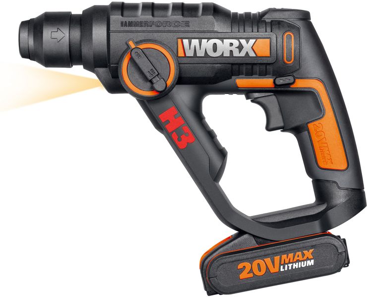 Worx Akku-Bohrhammer WX390.9 SDS-plus, 3-In-1, pneumatisches günstig online kaufen