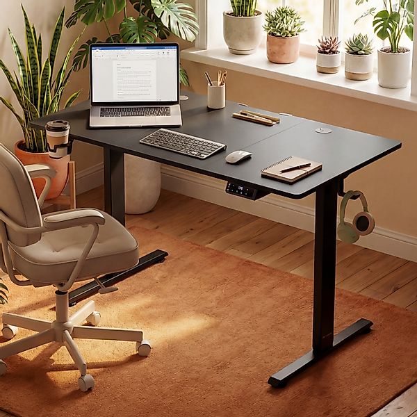 Höhenverstellbarer Schreibtisch Schwarz 120x60x72-117cm günstig online kaufen