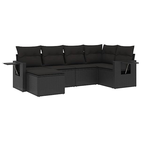 vidaXL 6-Tlg Garten-Sofagarnitur mit Kissen Schwarz Poly Rattan 3220454 günstig online kaufen