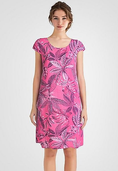 PEKIVESSA Sommerkleid Leinenkleid knielang kurzarm mit floralem Muster günstig online kaufen
