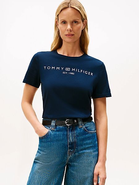 Tommy Hilfiger T-Shirt "REG CORP LOGO C-NK mit Logoschriftzug und Stickerei günstig online kaufen