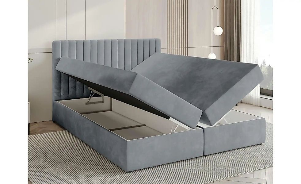 Boxbett mit Bettkasten und Topper Drayton ¦ grau ¦ Maße (cm): B: 160 H: 102 günstig online kaufen