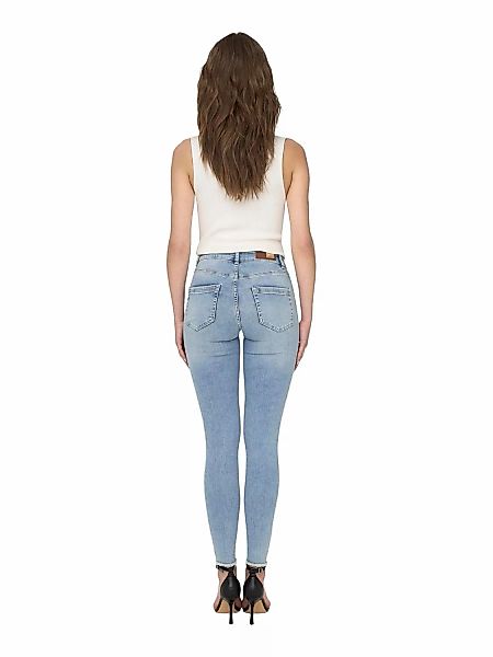 Only Damen Jeans ONLBLUSH LIFE MID SK RAW AK REA306 - Skinny Fit - Blau Lig günstig online kaufen