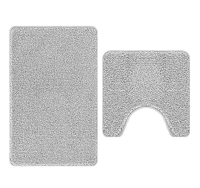 vidaXL Badematte Anti-Rutsch Badematten-Set 2 pcs Grau PP, Höhe 0.2 mm, Pol günstig online kaufen