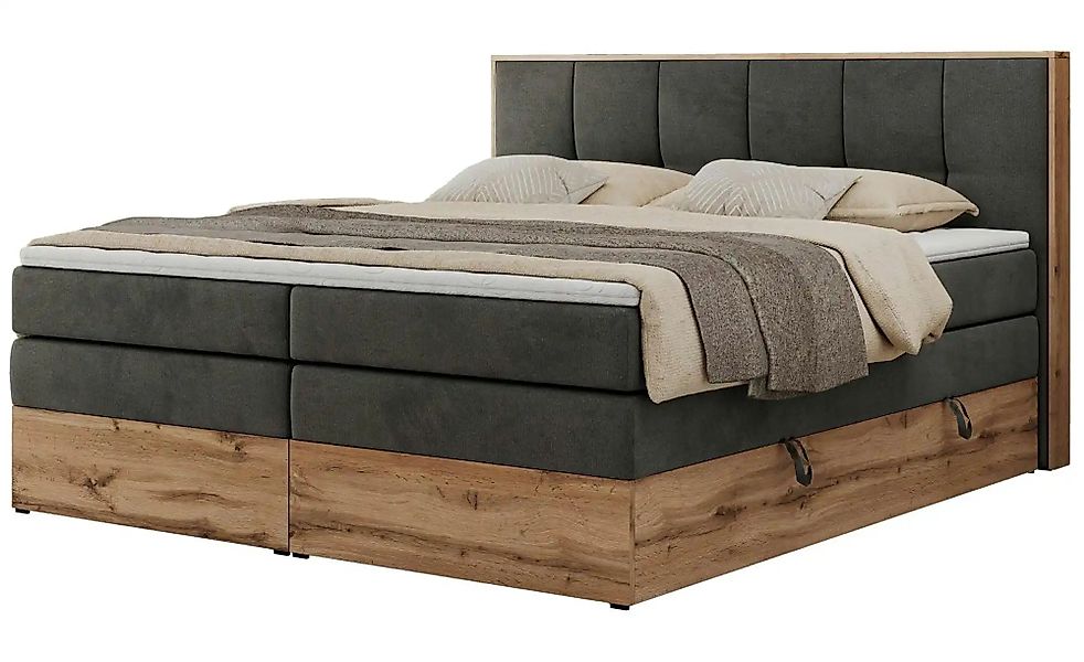 Boxspringbett mit Bettkasten Albero 1 King ¦ grau ¦ Maße (cm): B: 188 H: 11 günstig online kaufen