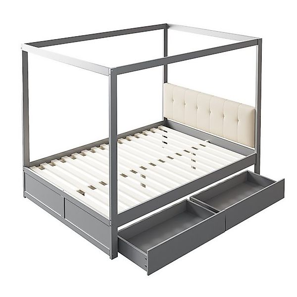 STILVORA Bettgestell 140×200 Jugendbett mit Stauraum & Rückenlehne,Doppelbe günstig online kaufen