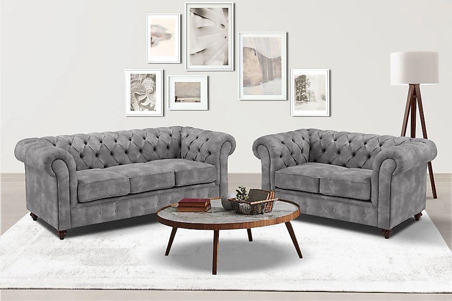 Home affaire Sitzgruppe "Chesterfield", (2 tlg.), hochwertige Knopfheftung, günstig online kaufen