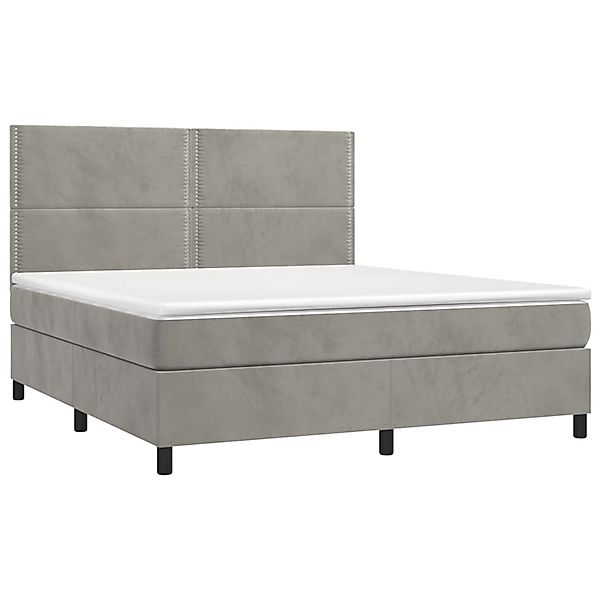 vidaXL Boxspringbett mit Matratze & LED Hellgrau 180x200 cm Samt 3136077 günstig online kaufen