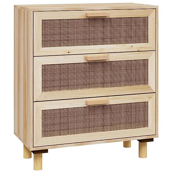 vidaXL Sideboard Braun 60x30x70 cm Massivholz Kiefer und Natur-Rattan 34563 günstig online kaufen