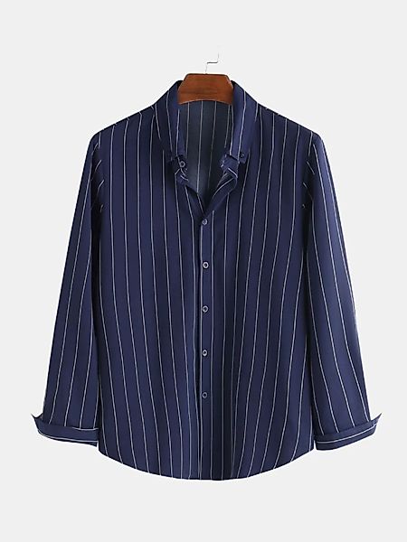 Herren Langarm gestreifte Button Down Blusen Shirts günstig online kaufen