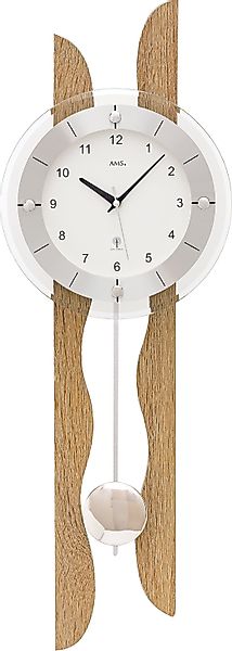 AMS Funk-Pendelwanduhr F5239 (Quarzuhr,Holzgehäuse,Esszimmer,Wohnzimmer) günstig online kaufen