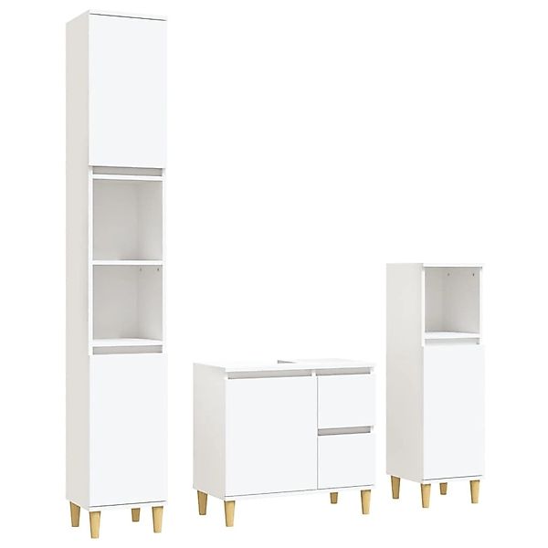 vidaXL 3-tlg. Badmöbel-Set Weiß Holzwerkstoff Modell 10 günstig online kaufen