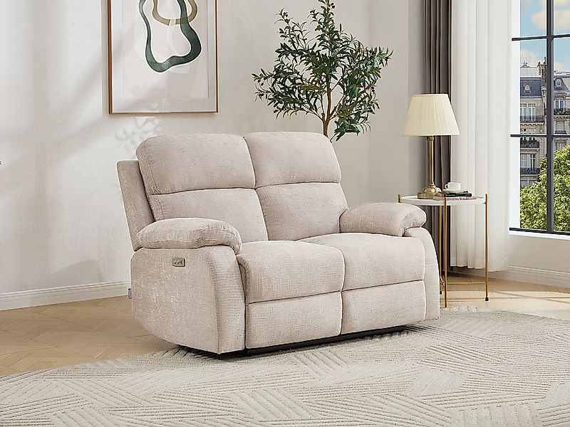 2-Sitzer-Sofa elektrisch mit Massagefunktion – Chenille-Stoff – Beige – KOC günstig online kaufen