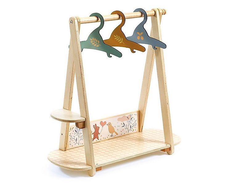 DJECO Puppenkleiderschrank POMEA Puppen Kleiderständer mit 3 Holzkleiderbüg günstig online kaufen
