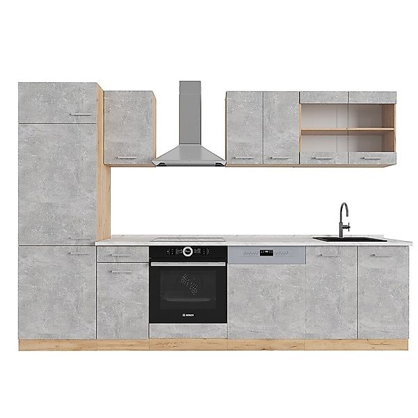 Vicco Küchenzeile R-Line, Beton/Goldkraft Eiche, 300 günstig online kaufen