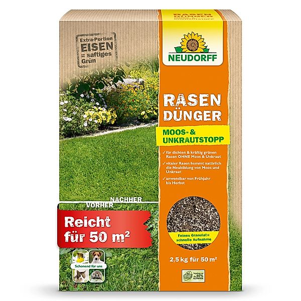 Neudorff Rasendünger RasenDünger Moos- & UnkrautStopp 2,5 kg, Rasendünger m günstig online kaufen